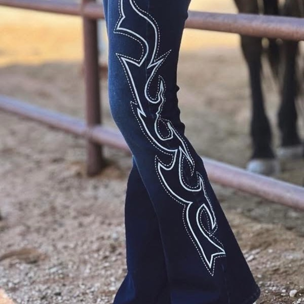 Embroidered Flare Jeans